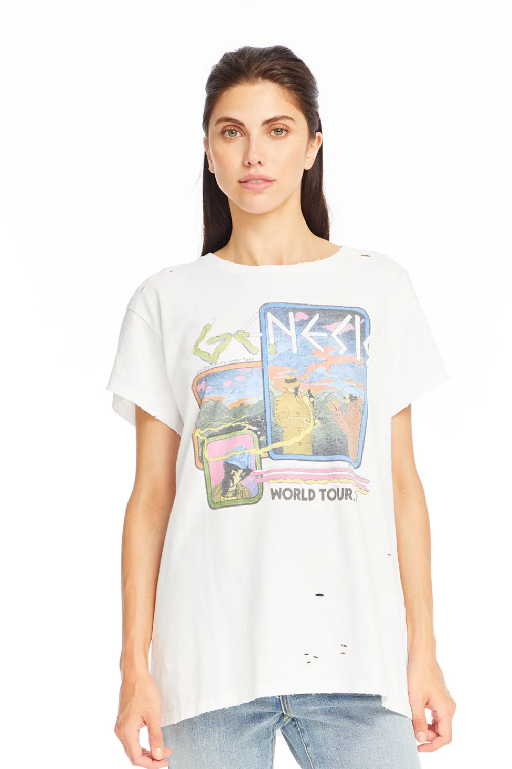 Cheap Genesis - "World Tour '78" Distressed Crew Neck Women Loungewear|Music
