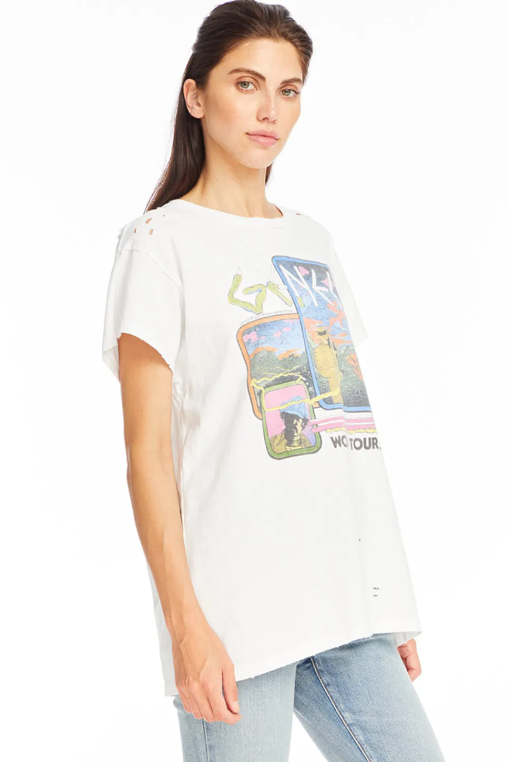Cheap Genesis - "World Tour '78" Distressed Crew Neck Women Loungewear|Music