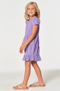 Flash Sale Girls Coastal Cloth Puff Sleeve Tiered Dress Kids Girls