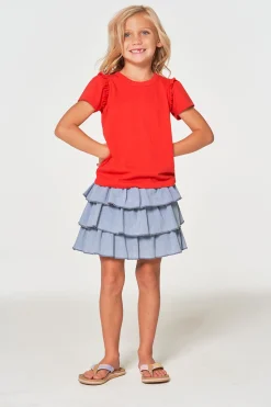 Hot Girls Coastal Cloth Tiered Ruffle Skort Kids Girls