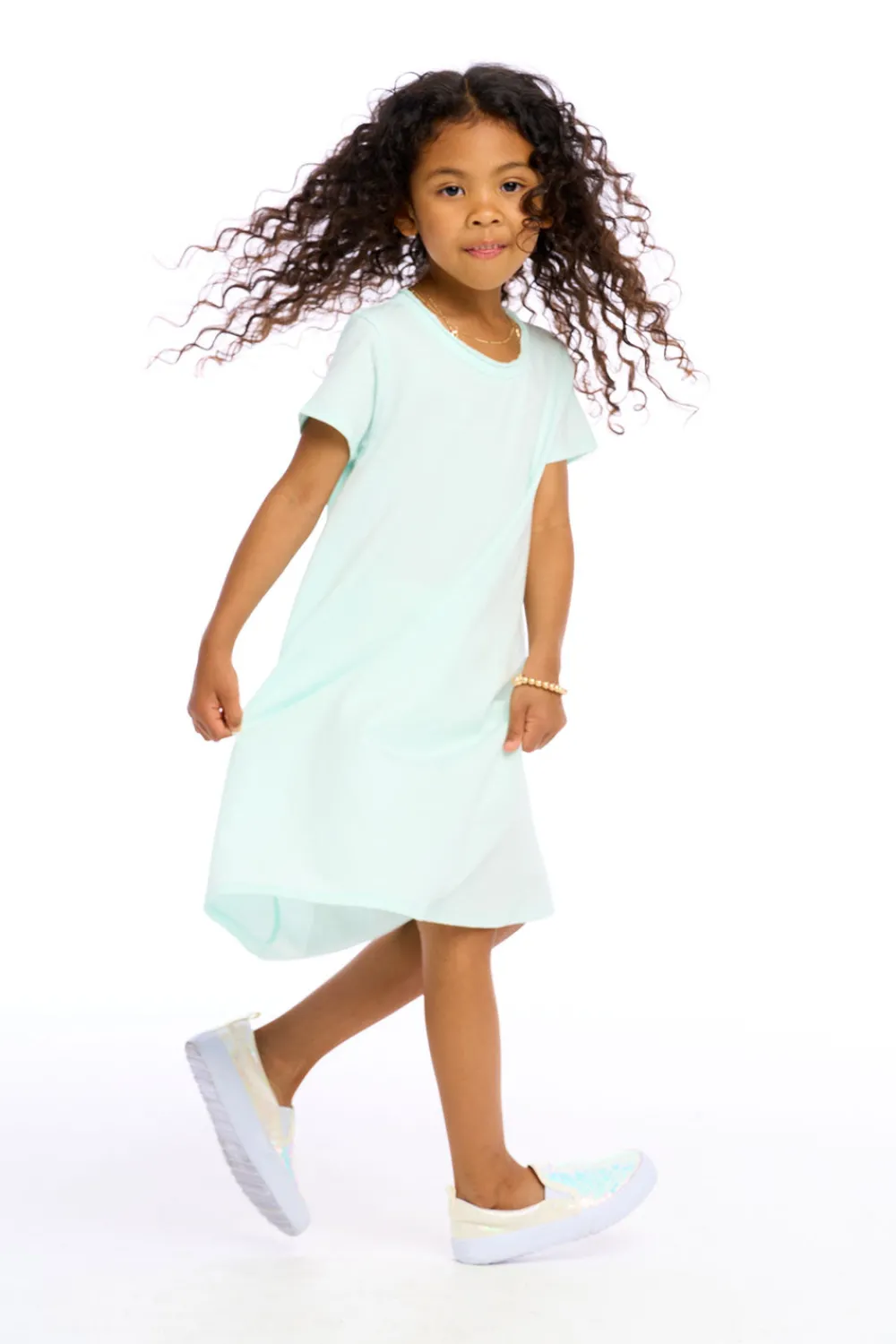New Girls Cotton Jersey Short Sleeve Shirt Dress Kids Girls