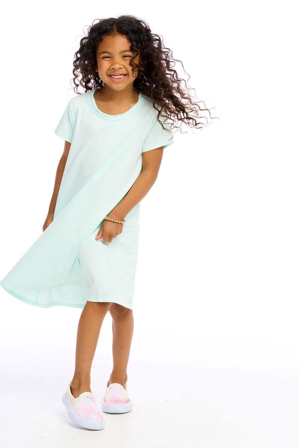 New Girls Cotton Jersey Short Sleeve Shirt Dress Kids Girls