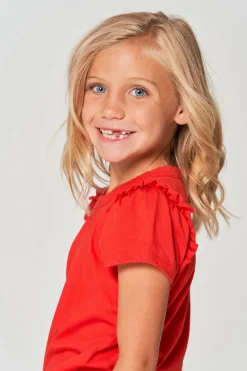 Cheap Girls RPET Vintage Jersey Ruffle Puff Sleeve Tee Kids Girls