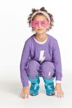 Flash Sale Glitter Bolt Girls Raglan Pullover Kids Girls