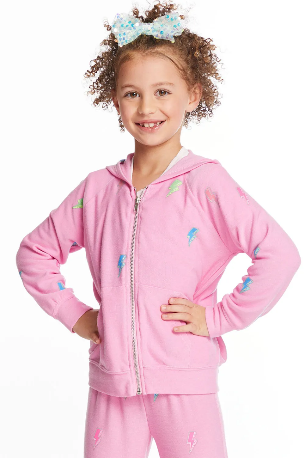 Sale Glitter Bolts Girls Zipup Hoodie Kids Girls