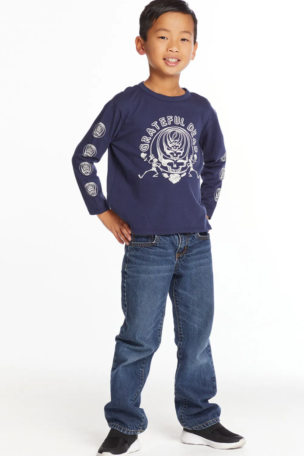 Hot Grateful Dead Multi Steal Your Face Boys Long Sleeve Crew Neck Tee Women/Kids/BOY Boys|Music