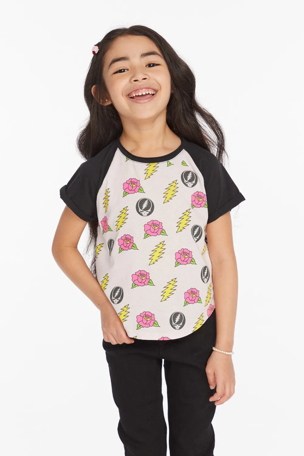 New Grateful Dead Skull & Roses Girls Tee Women/Kids Girls|Music