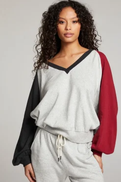 Sale Hannah Fire Color Block V Neck Pullover Women Loungewear|Tops