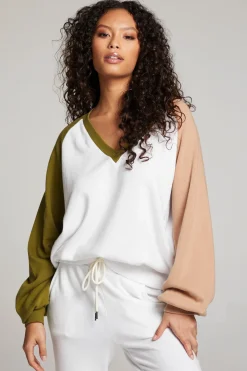 Best Sale Hannah Sand Color Block V Neck Pullover Women Loungewear|Tops