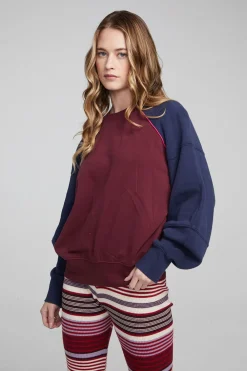 Hot Harvard Wine Red And Mood Indigo Pullover Women Loungewear