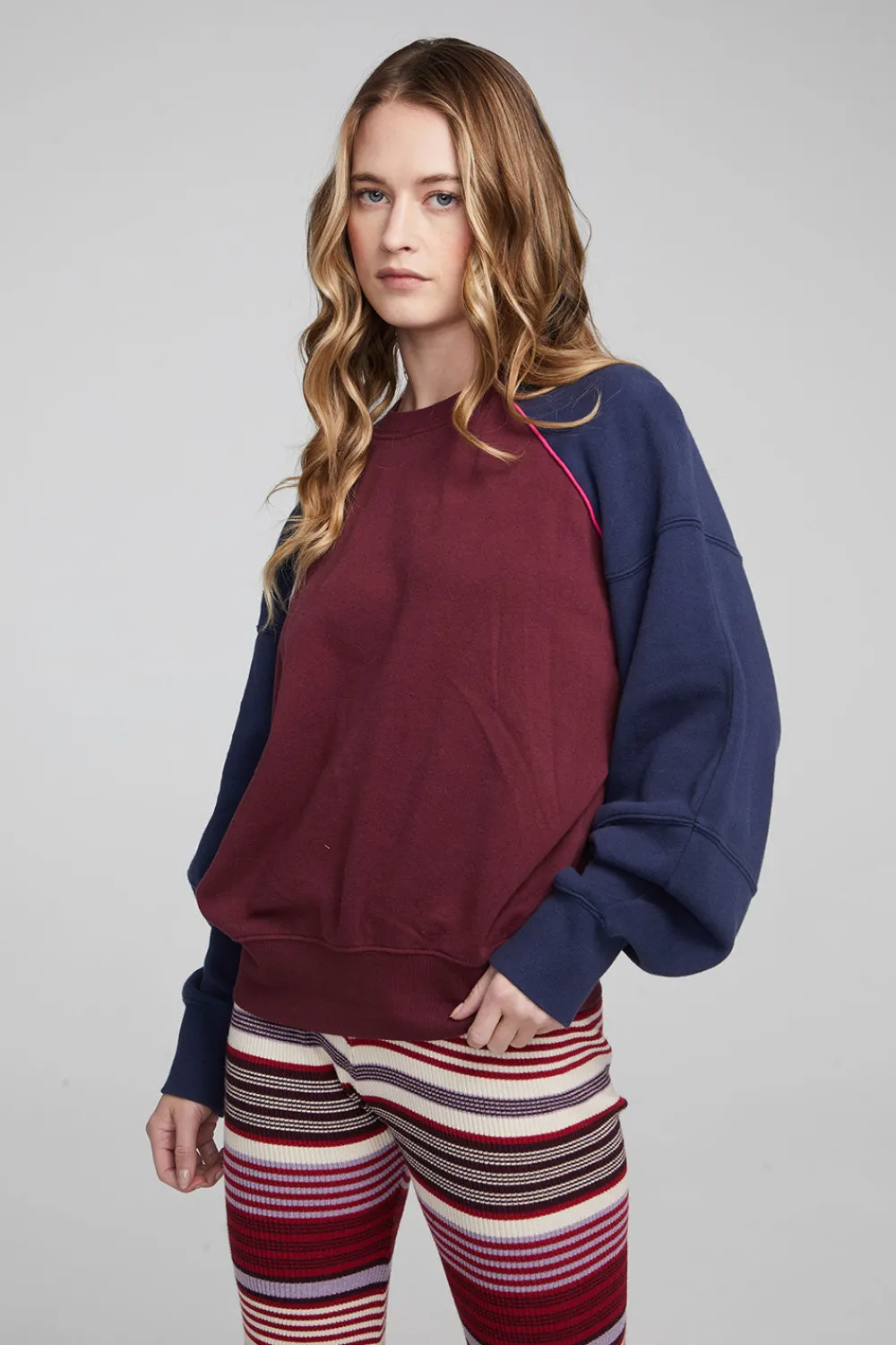 Hot Harvard Wine Red And Mood Indigo Pullover Women Loungewear