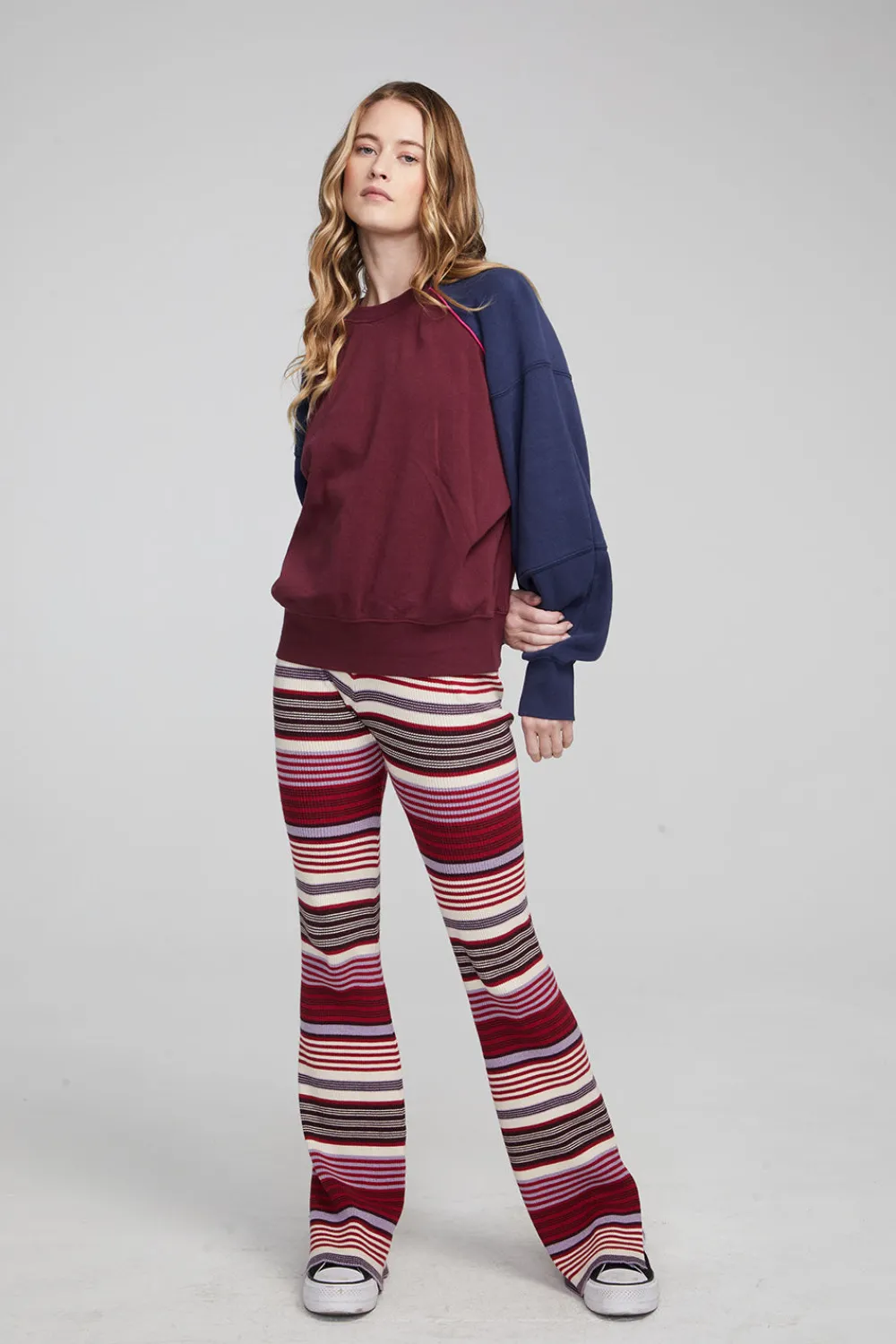 Hot Harvard Wine Red And Mood Indigo Pullover Women Loungewear