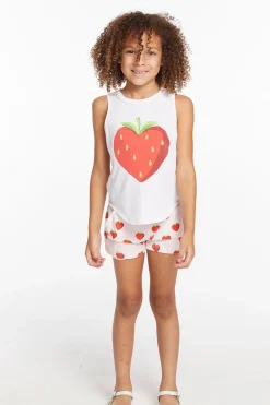 Cheap Heart Strawberry All Over Girls Shorts Kids Girls