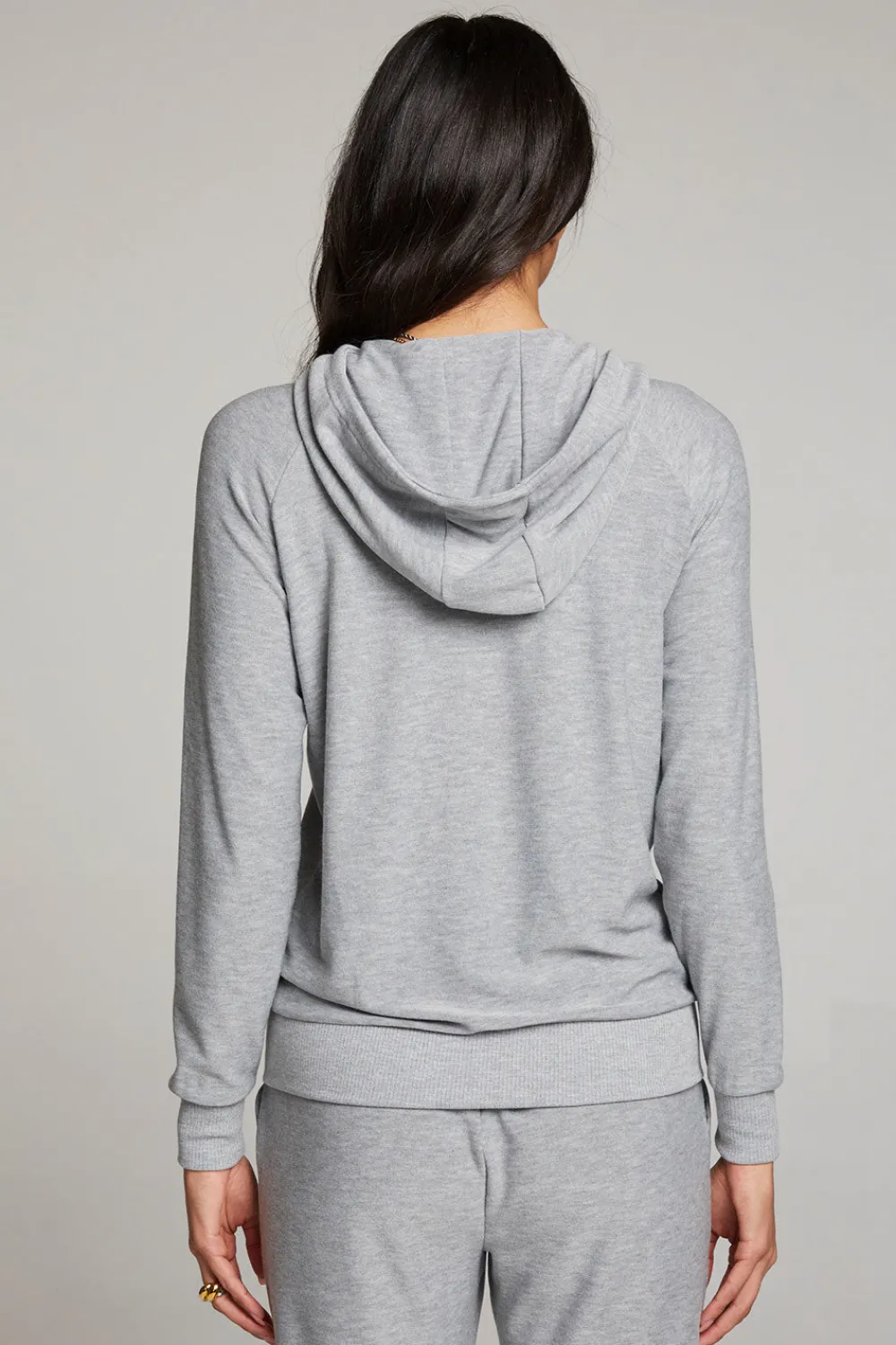 Cheap Heather Grey Long Sleeve Raglan Zip Up Hoodie Women Outerwear|Loungewear