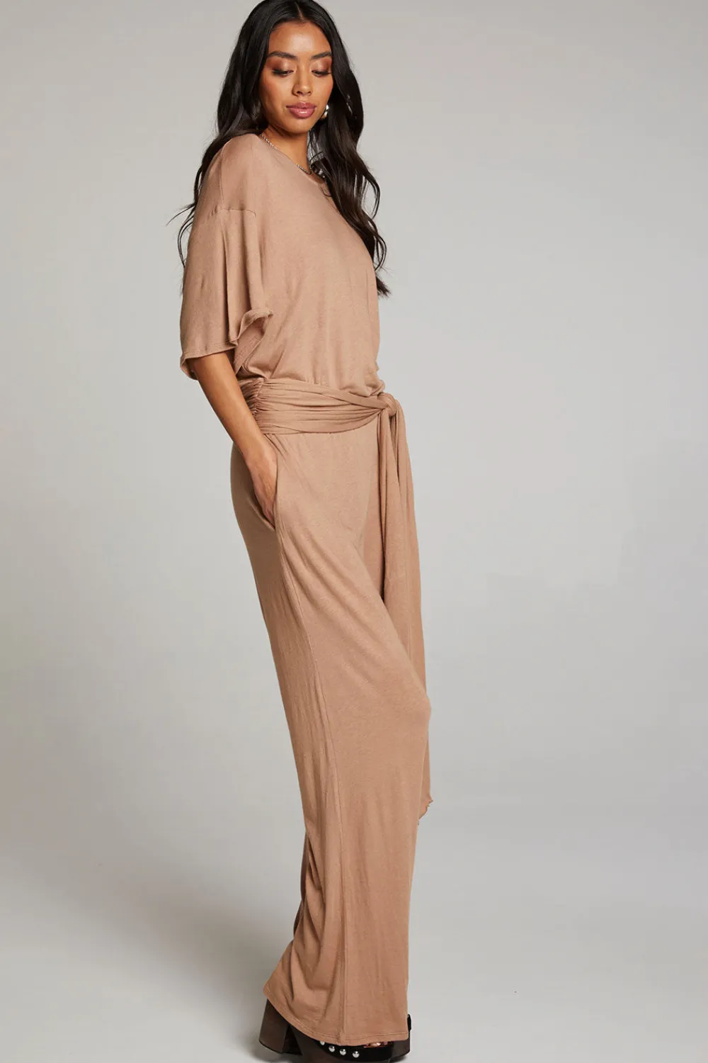Cheap Heather Warm Taupe Jumpsuit Women Loungewear|Bottoms
