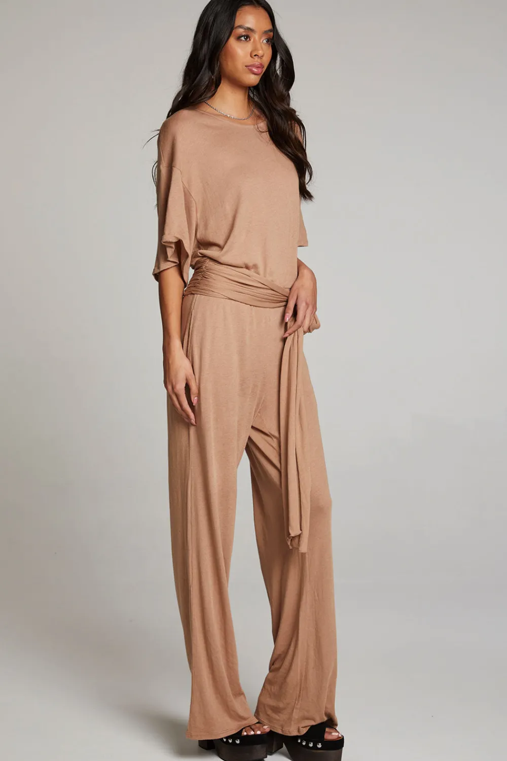 Cheap Heather Warm Taupe Jumpsuit Women Loungewear|Bottoms