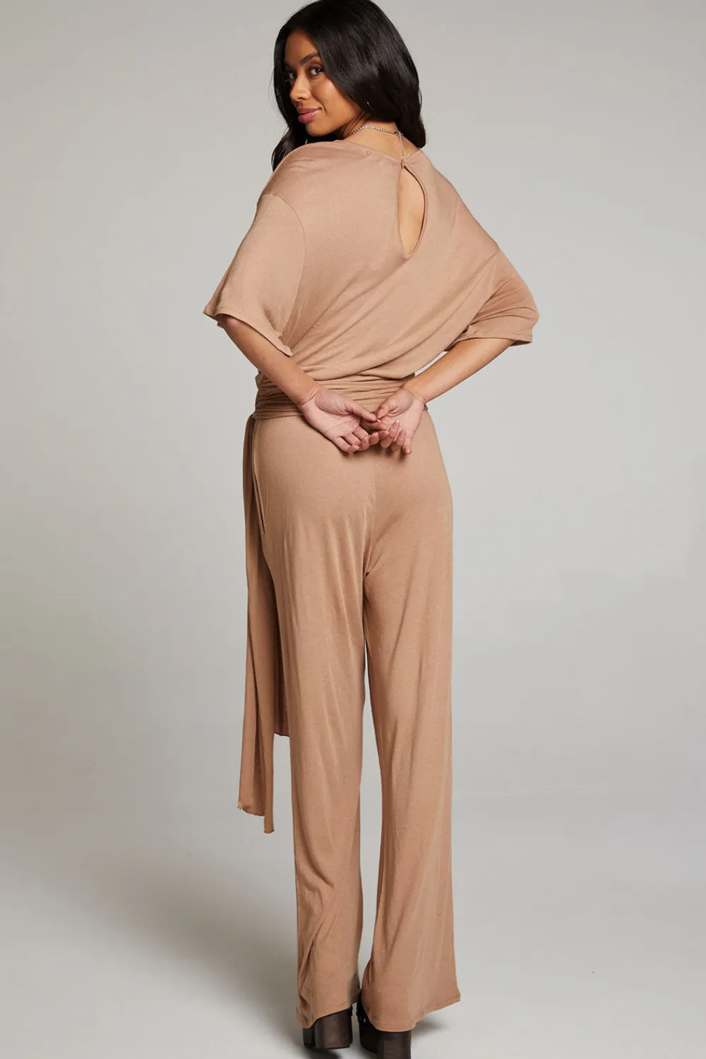 Cheap Heather Warm Taupe Jumpsuit Women Loungewear|Bottoms