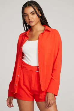 Hot Helena Flame Button Down Women Loungewear|Tops