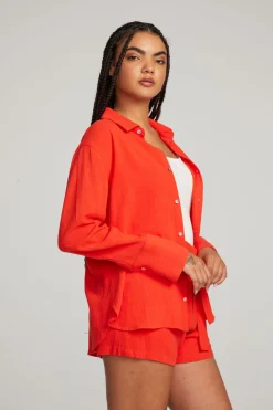 Hot Helena Flame Button Down Women Loungewear|Tops