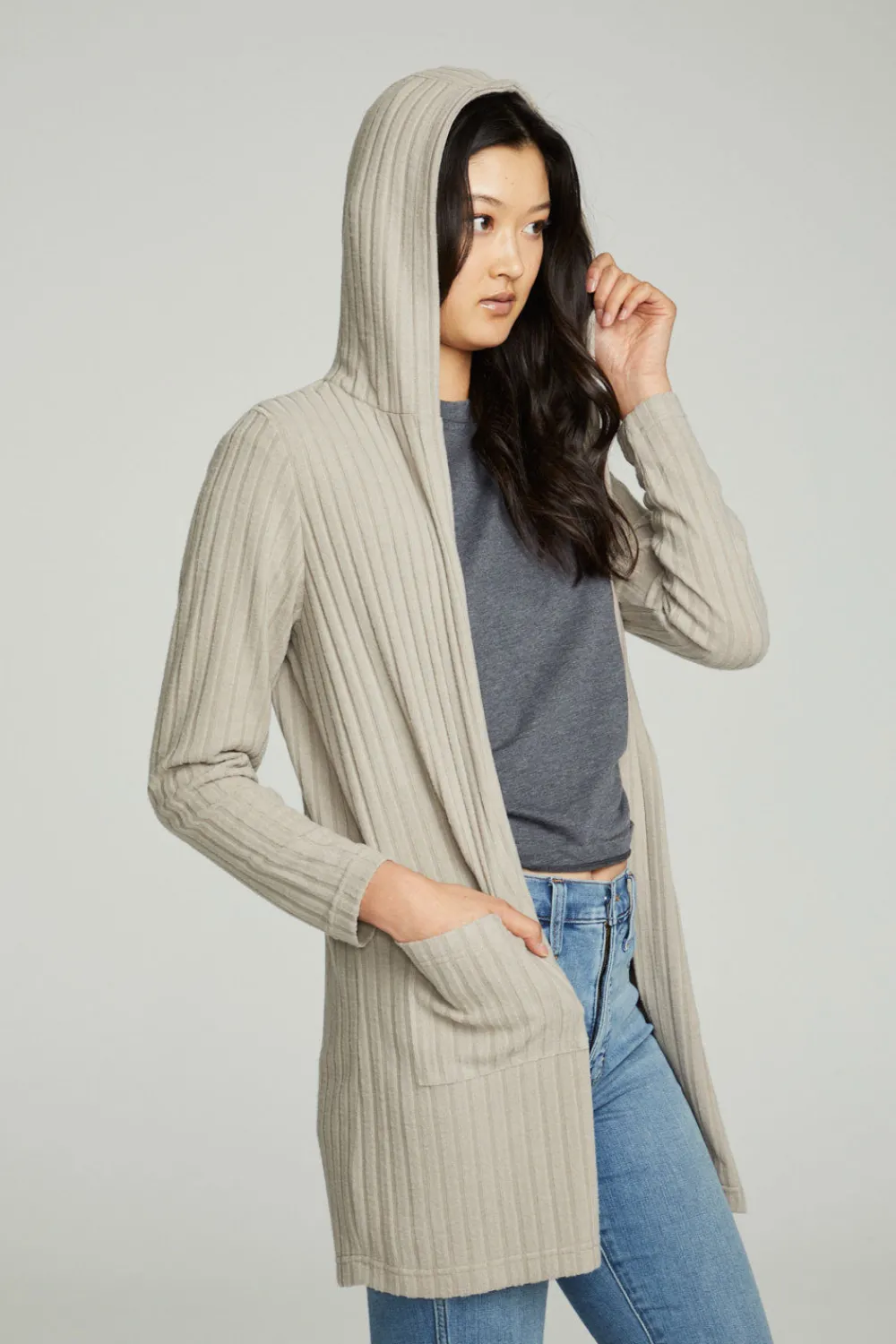 Online Hooded Open Duster Cardigan With Pockets Women Outerwear|Tops