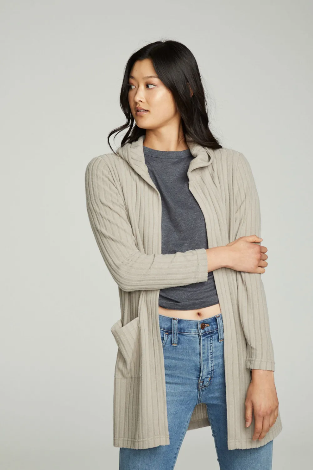 Online Hooded Open Duster Cardigan With Pockets Women Outerwear|Tops