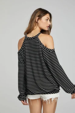 Clearance Houston Pullover - Black And White Stripe Women Loungewear