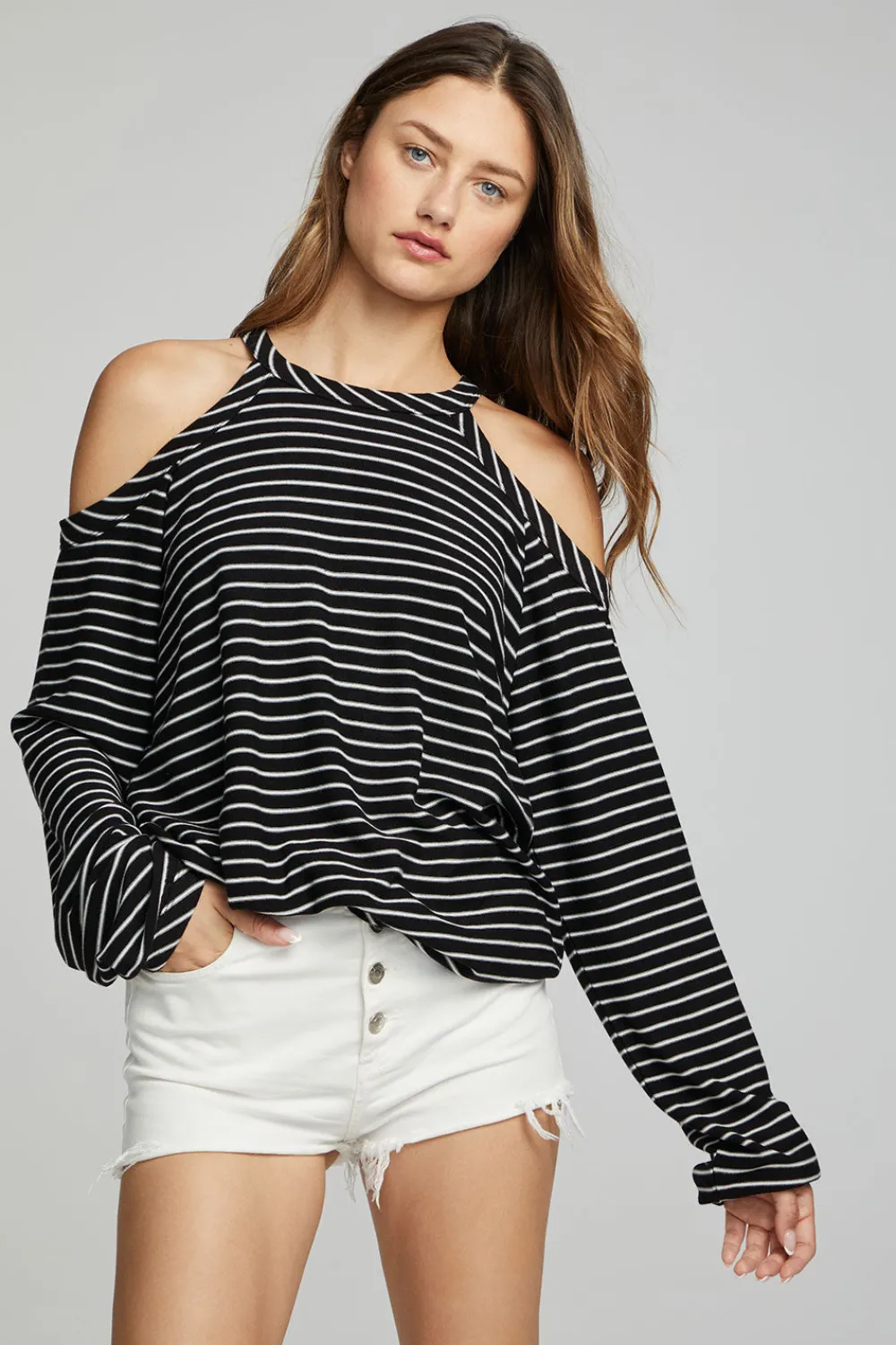 Clearance Houston Pullover - Black And White Stripe Women Loungewear