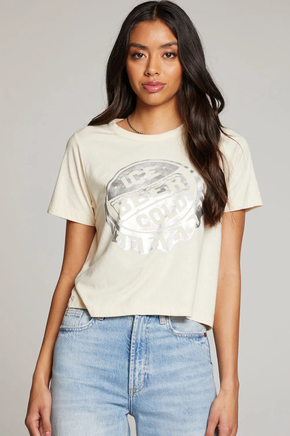 Clearance Ice Cold Beer Embroidery Tee Women Loungewear|Graphics