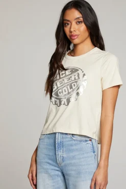 Clearance Ice Cold Beer Embroidery Tee Women Loungewear|Graphics