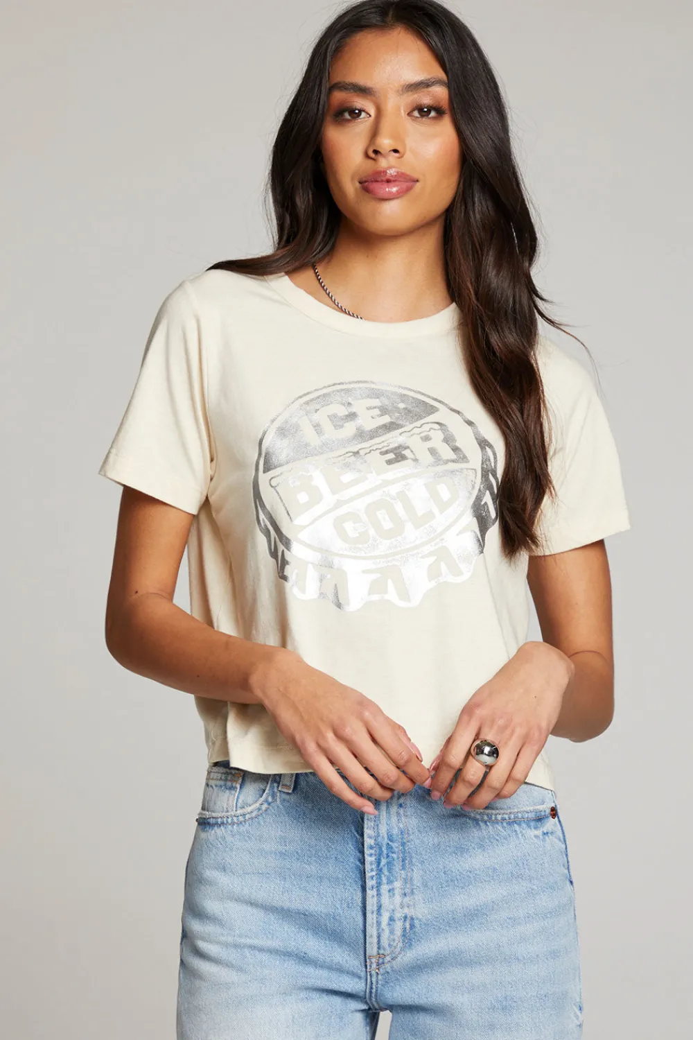 Clearance Ice Cold Beer Embroidery Tee Women Loungewear|Graphics