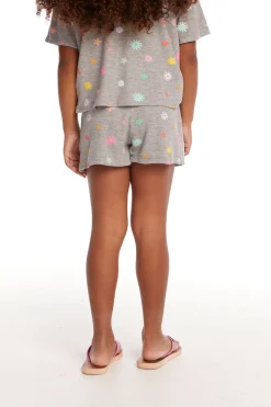 Cheap Jade Embroidered Flowers Waffle Knit Girls Short Kids Girls