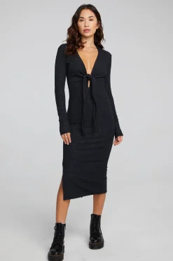 Shop Jenn Shadow Black Midi Dress Women Loungewear|Dresses