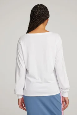 Cheap Kara White Long Sleeve Women Loungewear|Tops