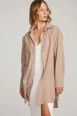New Kerstin Whiskey Stripe Button Down Women Loungewear|Tops