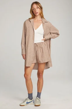 New Kerstin Whiskey Stripe Button Down Women Loungewear|Tops
