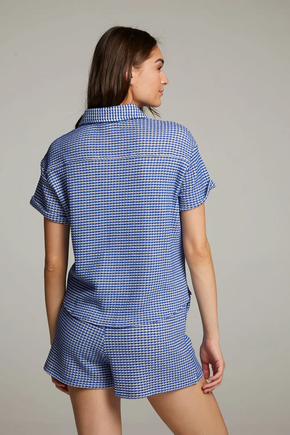 Hot Key West Cobalt Blue Button Down Top Women Loungewear|Tops