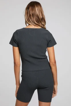 New Leah Black Licorice Tee Women Loungewear|Tops
