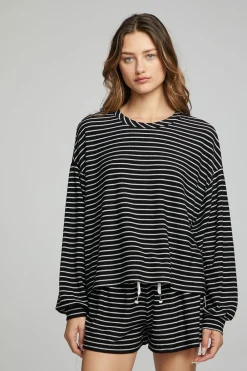 Best Sale Lesh Long Sleeve - Black And White Stripe Women Loungewear