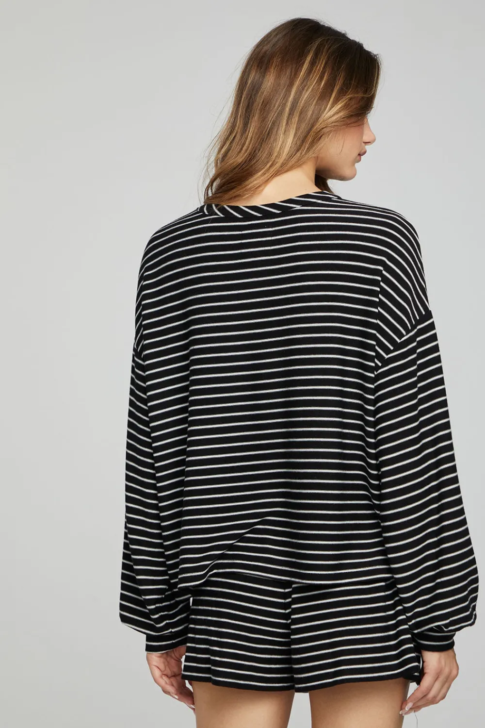 Best Sale Lesh Long Sleeve - Black And White Stripe Women Loungewear