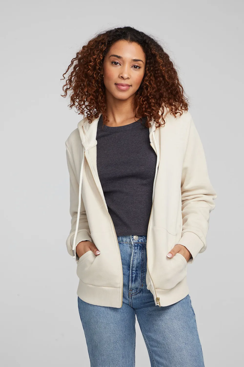 Store Lex Oatmeal Zip Up Hoodie Women Outerwear|Loungewear