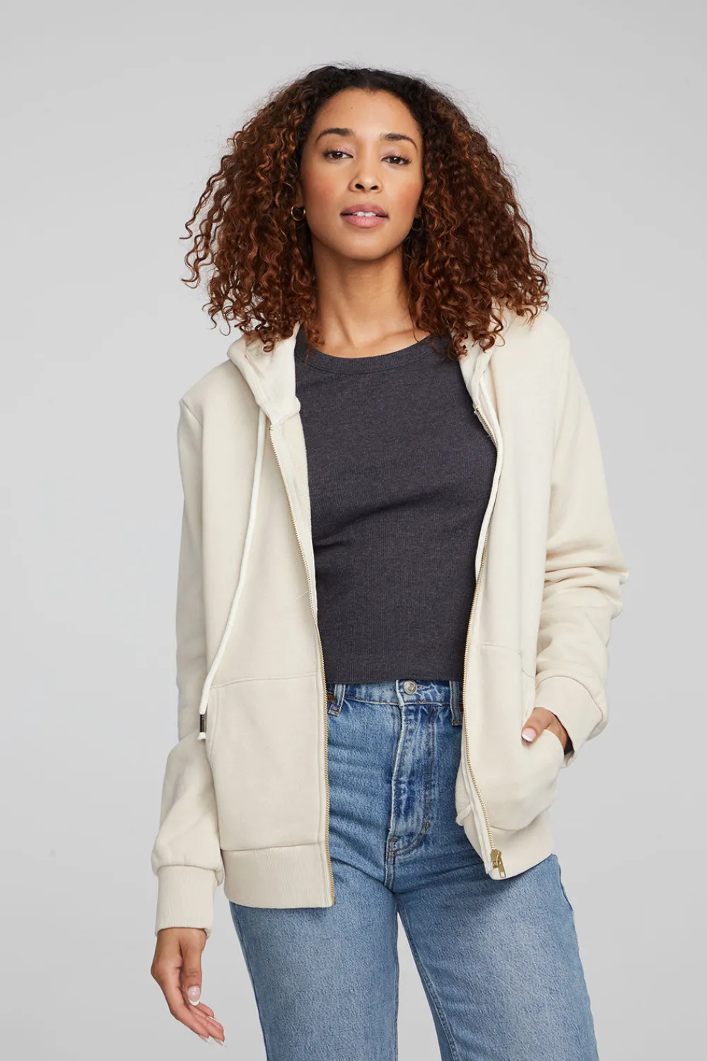 Store Lex Oatmeal Zip Up Hoodie Women Outerwear|Loungewear