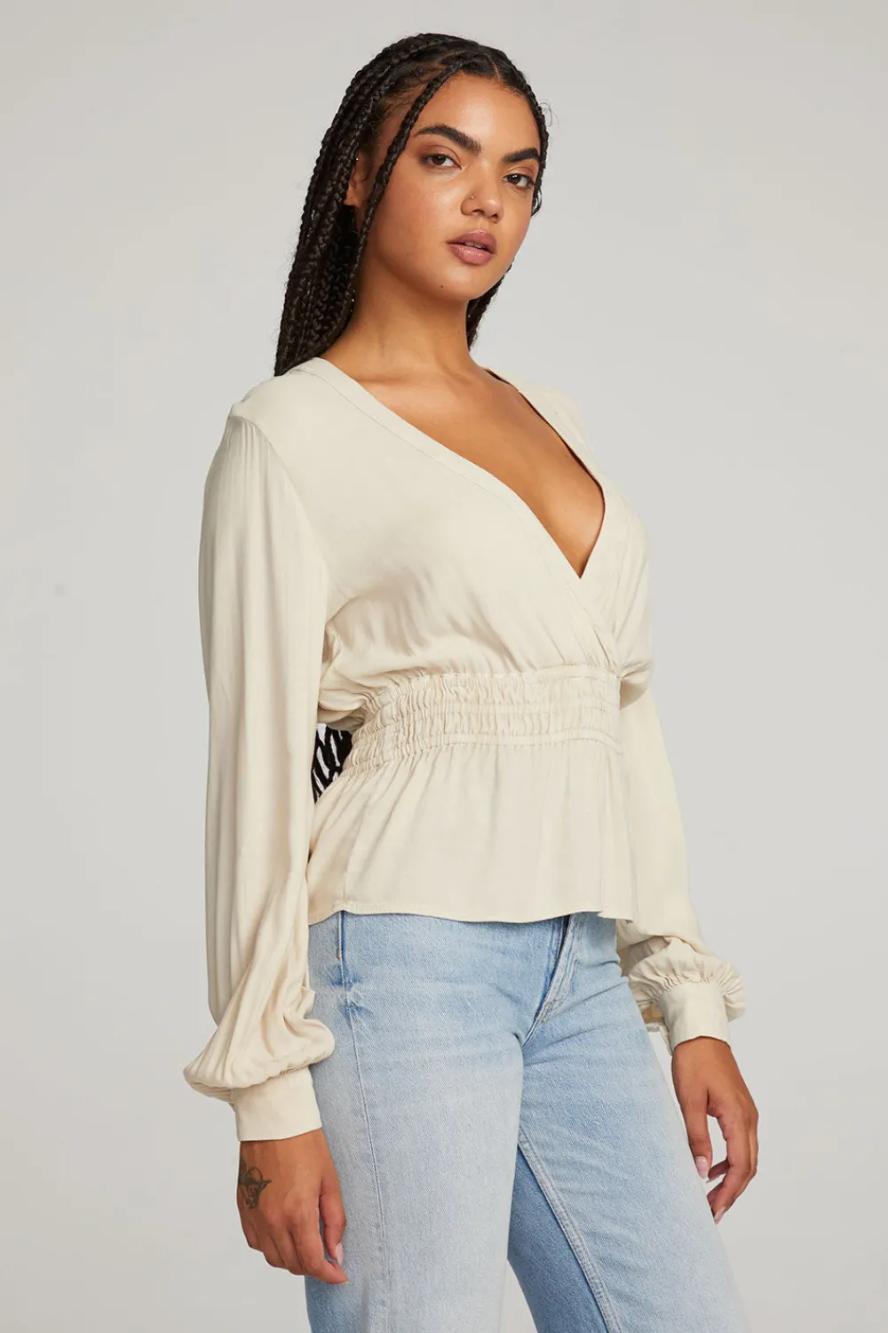 Shop Liberty Bark-White Blouse Women Loungewear|Tops