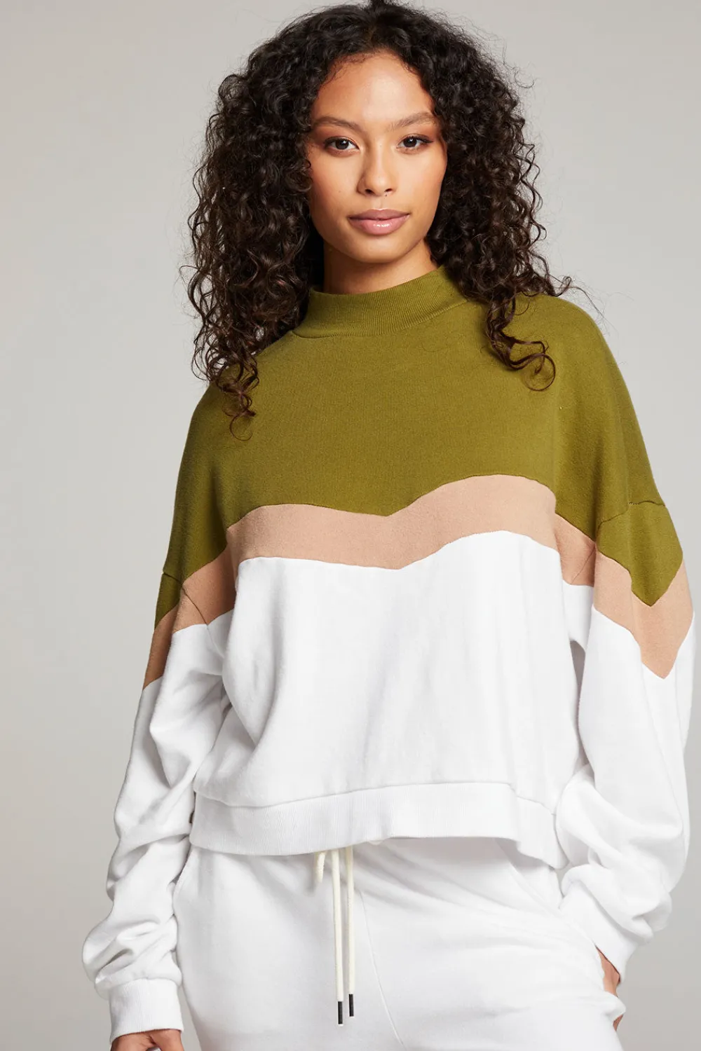 Sale Liz Sand Color Block Pullover Women Loungewear|Tops