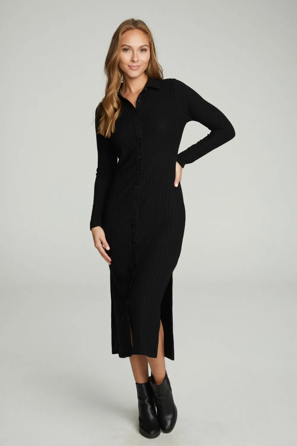 Sale Long Sleeve Button Down Collar Dress Women Dresses
