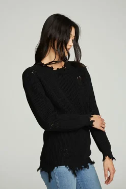 Fashion Long Sleeve Crew Neck Deconstructed Sweater Pullover Women Outerwear|Tops