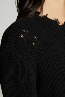 Fashion Long Sleeve Crew Neck Deconstructed Sweater Pullover Women Outerwear|Tops