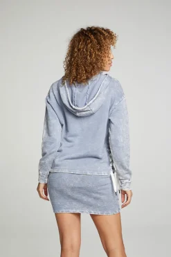 Online Long Sleeve Hoodie With Lace Up Sides Women Outerwear|Tops