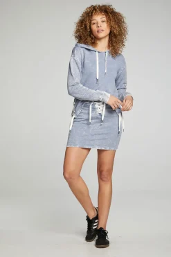 Online Long Sleeve Hoodie With Lace Up Sides Women Outerwear|Tops