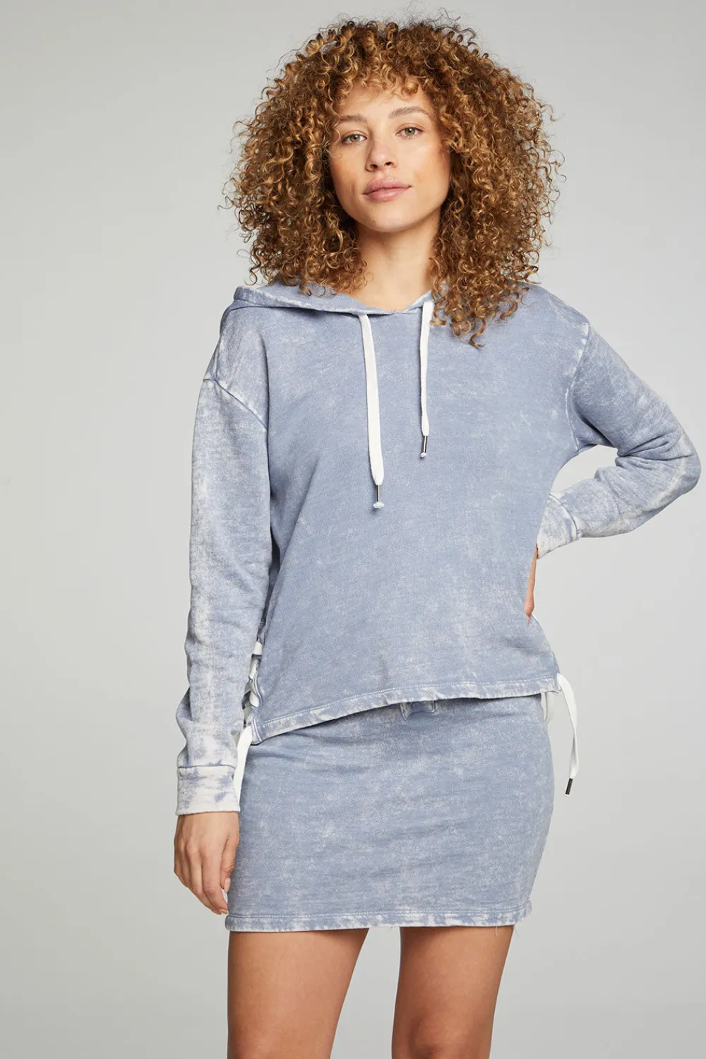 Online Long Sleeve Hoodie With Lace Up Sides Women Outerwear|Tops