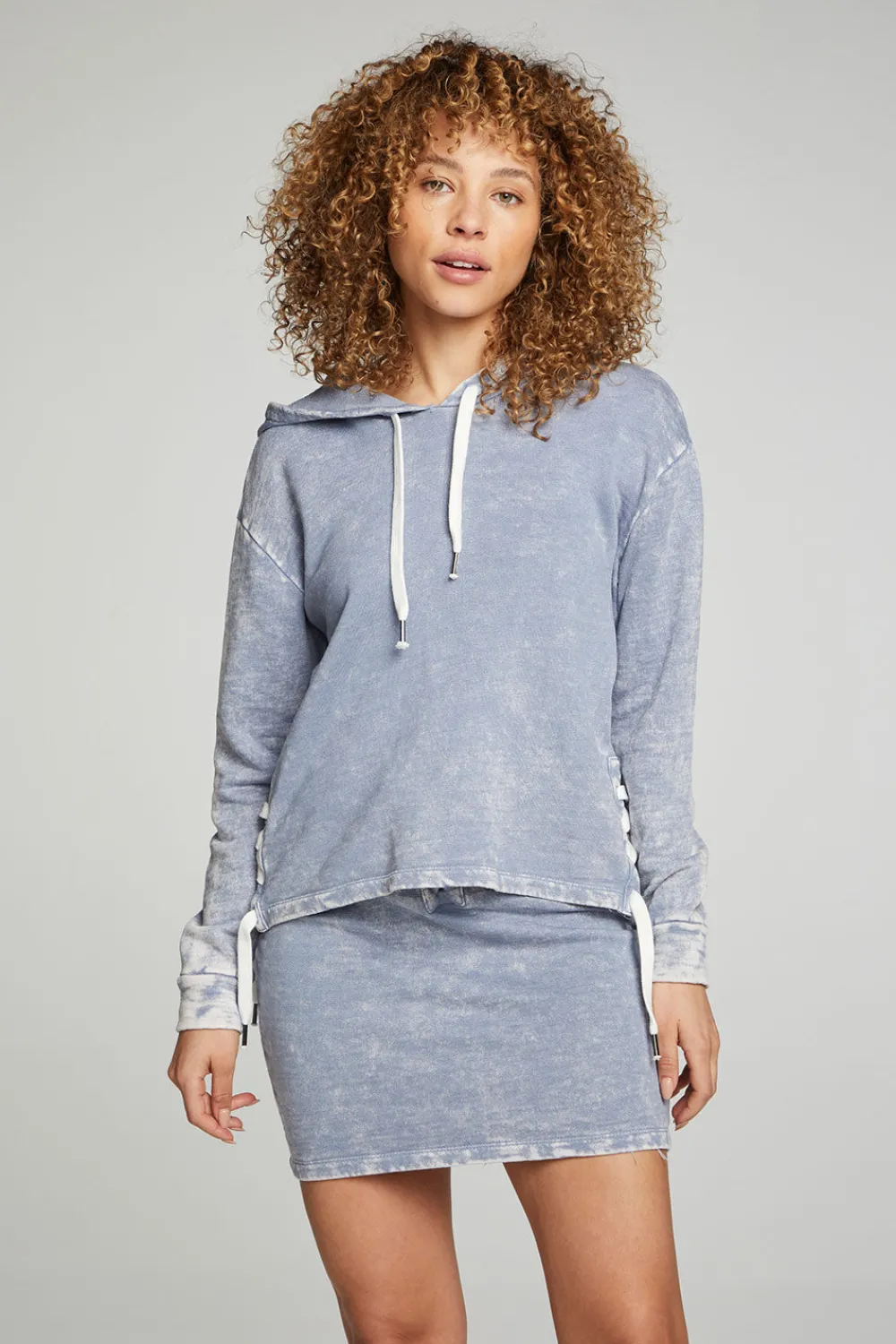 Online Long Sleeve Hoodie With Lace Up Sides Women Outerwear|Tops